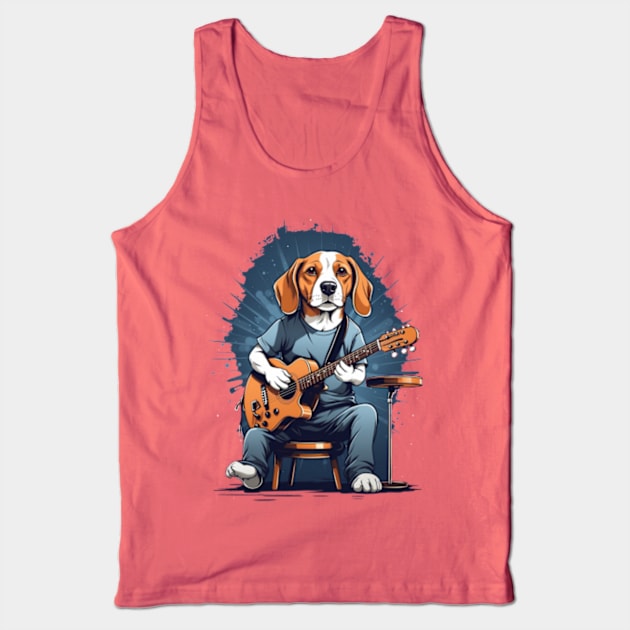 Beagle playing electric guitar. Tank Top by TSHub